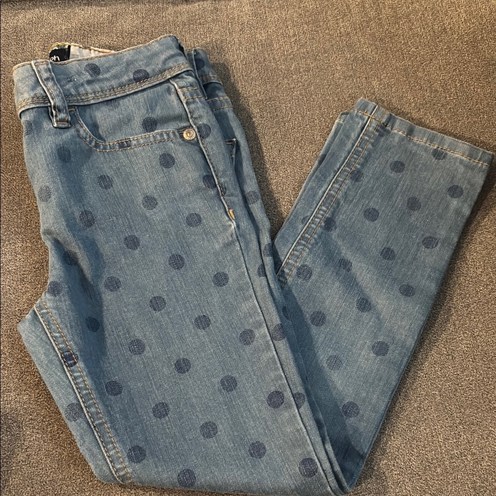 Mini Boden Blue Polka Dot Jeans Straight Cut